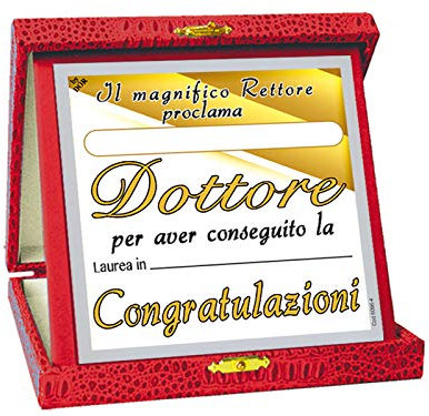 Dream' s Party La Targa targhetta della Laurea per Il Laureato o la LAUREATA - Idea Gadget Scherzo per Festa del Neo Dottore - Premio Speciale per la Laurea
