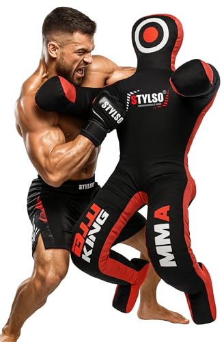 Un-Filled Grappling Dummy Wrestling Dummy Jiu Jitsu Dummy for BJJ MMA Judo Karate Practice Adult Kids and Youth Training Tackling Dummies - Black, 5ft / 60