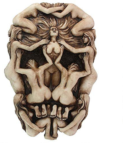 Design Toscano Memento Mori Escultura de pared de calavera gótica de la muerte por el artista Monte M. Moore, 9 pulgadas, marfil antiguo