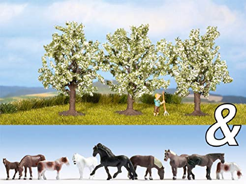 Noch 94003 Ausschmückungs-Set Pferde & Obstbäume