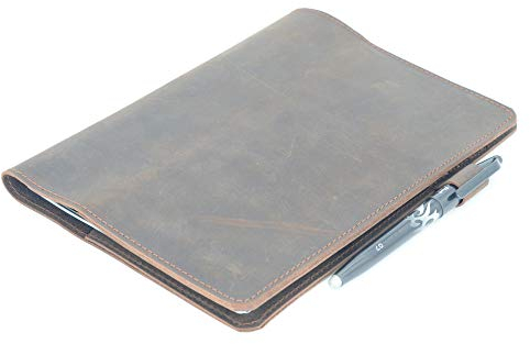 JJNUSA Kompatibel mit Rocketbook Cover Smart Business handgefertigtes Notizbuch aus echtem Leder für Everlast Fusion Wave Moleskin A4 Letter (8,5 x 11) Zoll Darkbrown
