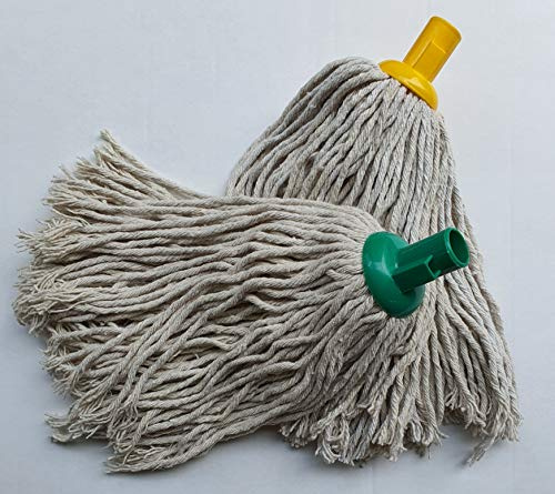 myAIMS Socket Push 6pcs pk Plastic PY 1.5s Cotton Mop Head Jumbo Large Thick Absorbent Yarn For Everyday Home/Work Commercial Mop Heads for Heavy Duty long lasting (6pk Large 350g)