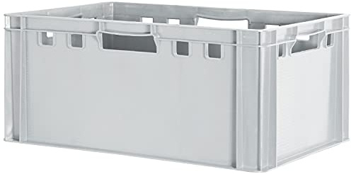 1x Euro Apilamiento de Plástico Caja Industrial Euro Caja Almacenamiento Eurobox E3 Gris Kingpower