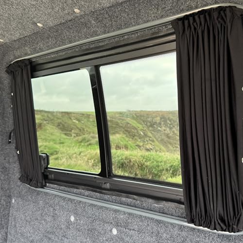 Shore Vans Blackout Curtains Compatible with VW T5 T5.1 T6 T6.1 (Black, Barn Doors)