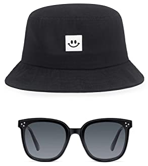 BEIIEB Fischerhüte, einfacher neutraler Sonnenhut, Faltbarer und atmungsaktiver Sonnenhut, Angeln, Freizeit, Outdoor, Reisen, Camping, Wandern, geeignet für Männer und Frauen, mit 1 Sonnenbrille.