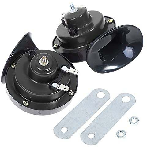 MOCNT 2Pcs Nero 12V Trombe Auto 300db Super Forte Tromba per Camion Aria Elettrica Clacson Camion Impermeabile Corno di lumaca Horn Doppio Tono Veicolo Motociclo