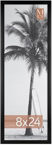MCS Foundation - Marco de póster tradicional negro de 8 x 24 pulgadas, vertical y horizontal, para colgar en la pared, marco grande para fotos, panorámicas, carteles e impresiones artísticas (paquete