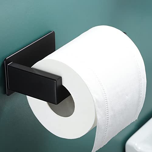 RUICER Porta Rollos de Papel Higienico Negro, Portarrollos Baño Adhesivo Soporte Papel Higiénico Sin Taladro Acero Inoxidable