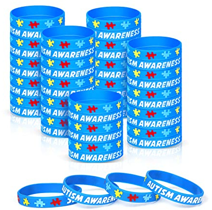SAVITA Pulsera de Autismo - 50 Piezas Coloridas de Silicona, Pulseras Motivacionales Con Diseño de Rompecabezas para Adultos, Hombres y Mujeres