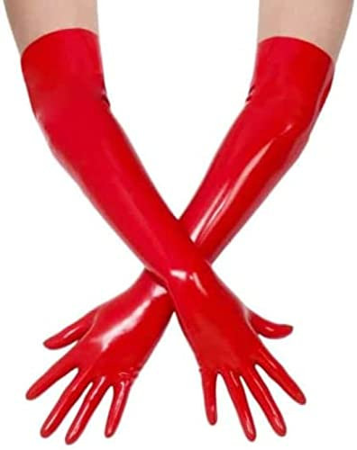 Sexy Fetisch-Arm-lange Latex-Handschuhe,Rot,Handgelenk 17 Cm