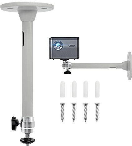 BlingKingdom Mini Ceiling Wall Projector Mount Bracket 360°Rotation Adjustable Tilt&Swivel Hanging Projector Holder Wall Mount Hanger Rack Stand for Mini Projector with 1/4 (6mm) Threaded Holes