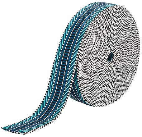 OLYCRAFT 9,1 m turkos jacquard-polyesterväv 38 mm sadelgjord polyesterduk randigt mönster nylonband platt vävd rem för ryggsäckar handväska klädbälte tillbehör