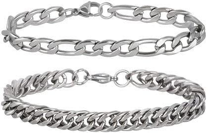 JJDreams Edelstahl Armband Herren Silber Kubanische Armband Panzerkette Breit 8/10/12 MM Geschenk für Männer
