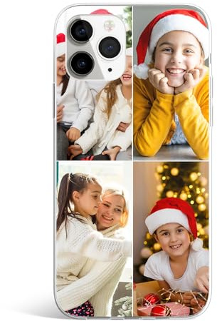 Personalisierte Foto-Handyhülle für iPhone 15 Pro Benutzerdefiniertes klares TPU-Gummi-Design Ihre eigene Hülle mit Bild, Text - Vier Fotos Collage