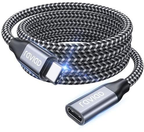 RAVIAD Cable alargador USB-C 2M compatible con 10 Gbps/100 W y 4K @ 60 Hz para iPhone 15 Pro Max, MacBook Pro, Pad Pro, XPS 15, Galaxy S24/S23