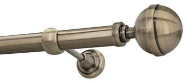 HDTL Gardinenstange Vorhangstange 25mm 1-läufig Wandmontage Messing Antik 240 cm Lotis