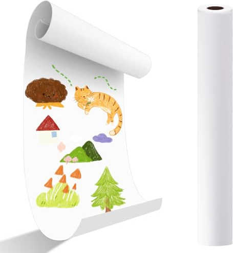 ASelected Rotolo di carta da disegno da 25 m, 70 g/m², colore bianco, carta riciclata per pittura, schizzi, rotolo di carta da disegno per schizzi artistici