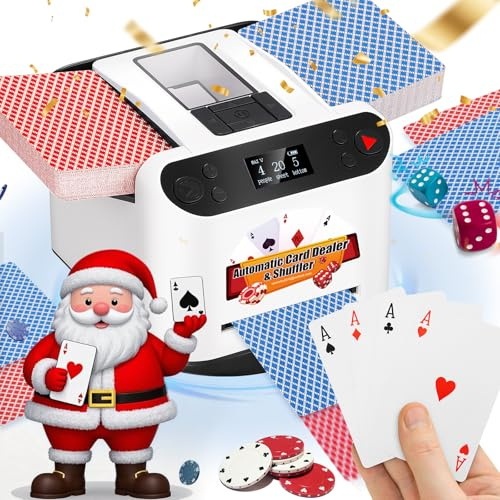 NEWTRY 2 IN 1 Kartengeber & Kartenmischer, 360°Drehbarer Kartenspielautomat für UNO, Blackjack, Texas Hold'em mit 4 Fernbedienungen