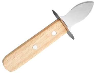 Amosfun Austernöffner Edelstahl mit Ergonomischem Holzgriff Muschelöffner für Austern Muscheln Jakobsmuscheln Langlebiges Küchenwerkzeug für Heimgebrauch Einfach zu Reinigen 1 Stück