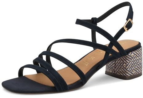 Tamaris Sandali da donna con tacco a blocco, Blu, 40 EU