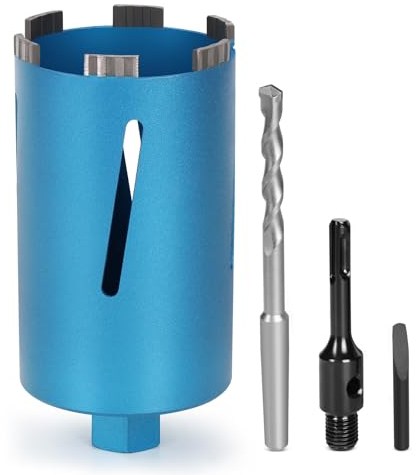 M22 Diamantbohrkrone Kernbohrer für Kernbohrgerät mit Turbo, inkl. SDS-Plus, Ø 102mm, Gesamtlänge 200mm, Nass Trocken Dosenbohrer Dosensenker Diamant Bohrkrone Nassbohrkrone Trockenbohrkrone für Beton