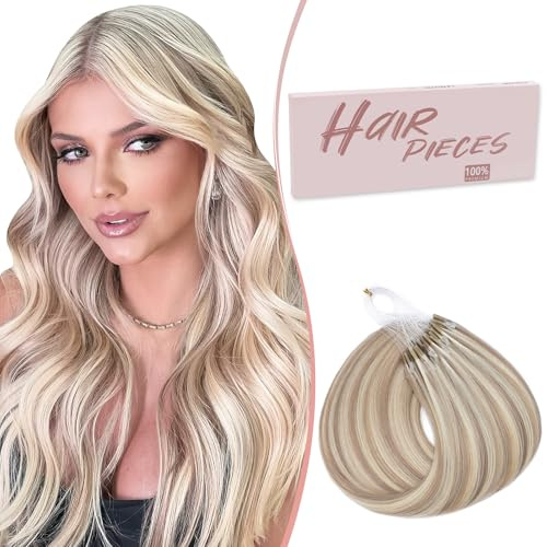 SEGO U Tip Hair Extensions Human Hair, Keratin Bonded & Loop Hair Extensions, K Tip Hot Fusion for Silky Straight Highlights, 1g per Strand, 50 Strands/50g, 22 Ash Blonde Mix Bleach Blonde