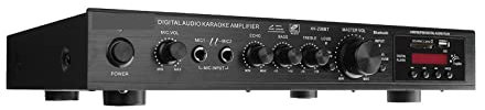Amplificateur audio stéréo, 4000W 5 canaux stéréo AV puissance 5CH haut-parleurs de caisson de basses de voiture LED amplificateur numérique for karaoké pour système de cinéma maison/extérieur/garage
