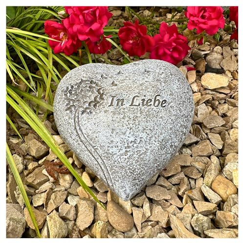 Radami Herz Grabherz - In Liebe - Grabschmuck Grabdekoration mit Sockel 10cm