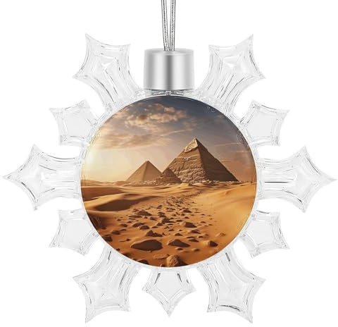 Decorazioni per albero di Natale, piramide africana deserto stampato ornamenti di Natale fiocco di neve, decorazioni per albero di Natale da appendere