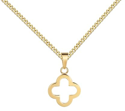 JEVELION Kleeblatt-Anhänger 333 Gelbgold Goldanhänger für Damen. Mit Kette oder ohne Kette wählbar + Schmuck-Etui + Echtheitszertifikat