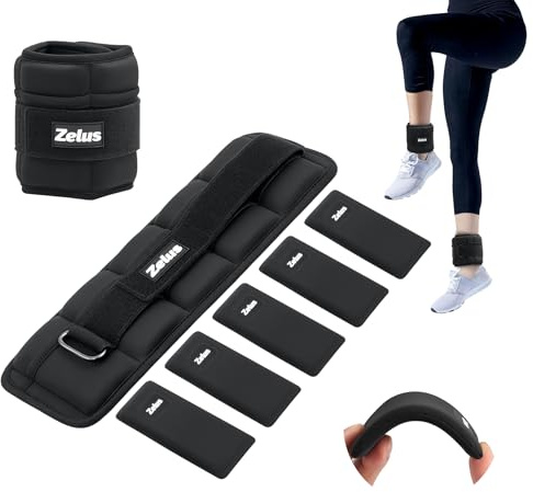 ZELUS 1 Pair Adjustable Ankle Weights, 3.5-7 lb Z-Fit Ankle Weights for Women Men, Ultra Thin Leg Weights for Women with Adjustable Straps, 0.7-3.5 lb per Arm Weight for Gym Home Yoga Jogging Walking