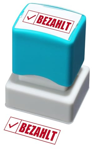Stempel – Vorgetränkter Gummistempel-BEZAHLT- Rote Tinte, Bürostempel, Nachrichten-Stempel, Schrifthöhe 35×20mm (BEZAHLT)