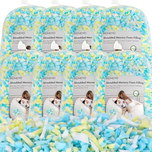 HONEHO 17.6KG Shredded Memory Foam Filling Bean Bag Chair Filler | Comfortable and Soft Memory Foam Stuffing for Cooling Pillow, Beanbag, Stuffed Animal, Dog Bed, Couch Cushion