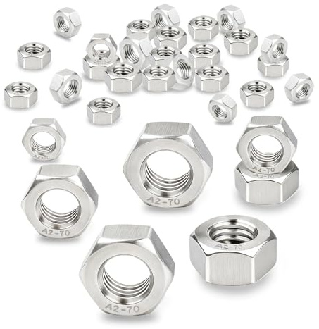 Ezitruz 40 Stück M6 Sechskantmuttern Edelstahl, DIN934 Sicherungsmuttern Stopmutter Silbern Hex Nut Mutter für Schrauben Gewindestangen Unterlegscheiben Bolzen Bauwesen und Reparaturen
