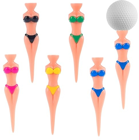 LACHT 6 Pezzi Tee da Golf Forma di Signore in bikini, Divertenti Tee da Golf, Tee da Golf in Plastica Resistente, per Uomini, Padri, Golfisti Altezza,tee golf