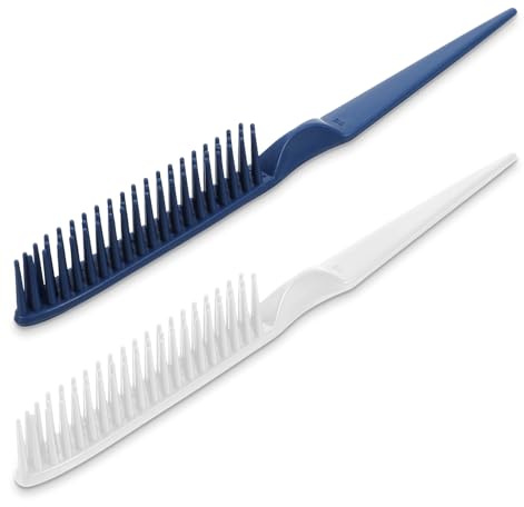 3 Row Comb for Natural Hair, Three Row Comb for Styling, Braid Remover, Detangling, Women, Men (Black, Blue)