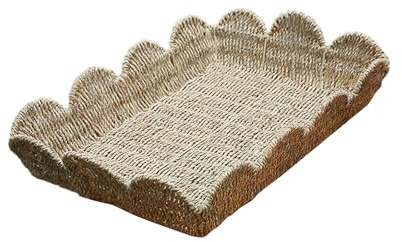 loyimioo Corbeilles à pain rectangulaires tissées à la main en corde d'herbe Plateau de stockage alimentaire empilable pour l'organisation de la table dans la cuisine