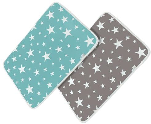 HIAKDOFT 2 Stück Wickelunterlage Atmungsaktiv Waschbar Cartoon Motiv Diaper Changing Mat Für Unterwegs und Zuhause Leicht Tragbar Für Junge Mädchen und Kleinkinder