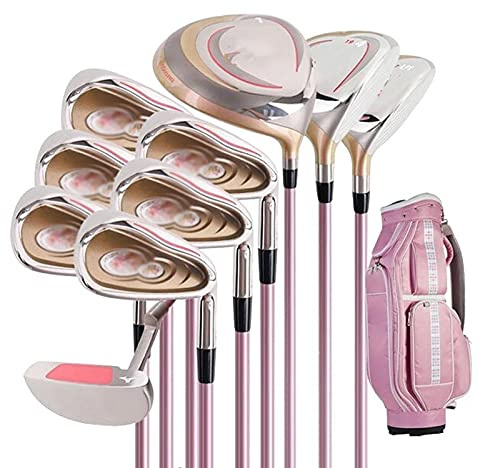 Set completo di mazze da golf per destrorsi, da donna, con pilota in titanio, include 10 mazze per prestazioni di gioco complete