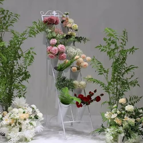 Générique Présentoir à Fleurs Moderne avec 12 seaux, Étagère à Plantes à Échelle à 6 Niveaux Porte-Bouquet de Fleurs Pliable Robuste pour Salon Jardin Fleuriste Balcon Décor Intérieur Extérieur