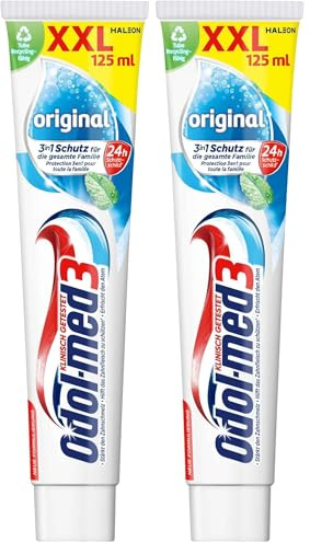 Odol-med 3 Zahnpasta, Original, mit 3in1 Schutz für starke Zähne, gesundes Zahnfleisch** und frischen Atem, 125 ml zahncreme (Packung mit 2)
