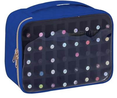 Rangement Onglerie,Rangement Vernis A Ongle 1 boîte de rangement transparente for vernis à ongles - Coffret voyage 40 flacons, en polyester et coton résistant, idéale les amateurs d'ongles(Dark Blue)