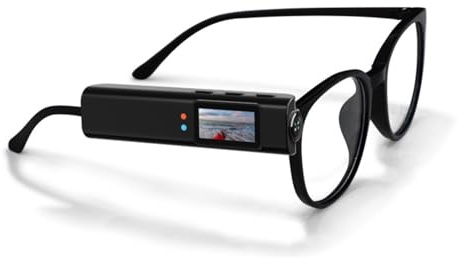 Plyisty POV-Sportkamera, 2,7K HD 110°-Weitwinkel-Bodycam mit Brille, WLAN-APP-Verbindung, 0,96-Zoll-Bildschirm, tragbare Kamera für Reisen, Radfahren und Vlogging (Black)