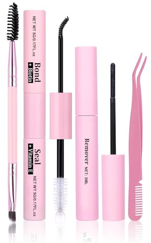 Lash Bond and Seal Kit, Lash Glue Bond and Seal with Lash Remover, Tweezers, Eyelash Glue for Eyelash Bond Cluster Lashes Glue - Waterproof 72H Strong Hold Individual Lashes Glue