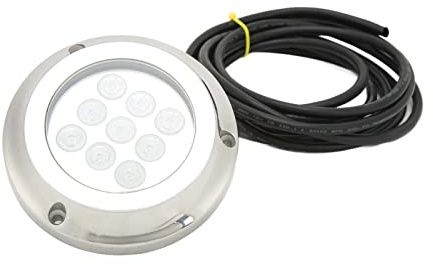 Ausla Yacht-Unterwasserlicht, IP68-Meerwasserlampe aus Gehärtetem Glas, 9 LEDs, Perfekt für Boote und Pools (RGB)