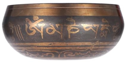 Handstämd Singing Bowl, Handstämd tibetansk sångskål, metall, 7 cm, med anfallare