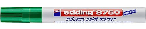 edding 8750 Industriell lackmarkör – grön – 1 penna – rund spets 2–4 mm – färgpenna för märkning av dammiga, något oljiga ytor, däck, metall, glas och trä – permanent, vattentät