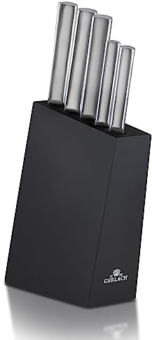 Gerlach 1760 Set Couteau Cuisine En Acier Inoxydable Ensemble De 5 Couteaux 1 x Couteau De Chef 1 x Couteau À Pain 2 x Couteau De Cuisine 1 x Couteau À Légumes 54-55 HRC Ambiente