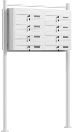 Wiltec Cassetta postale condominiale autoportante 8 posti, bianco, 2 moduli 945 x 270 x 1500 mm