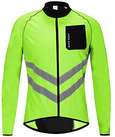 WOSAWE New Cycling Jacket Men Women Windbreaker Coat Breathable Waterproof Lightweight Jacket Safety for Motorbike, Riding and Racing at Night, 3XL, Jacket Green
